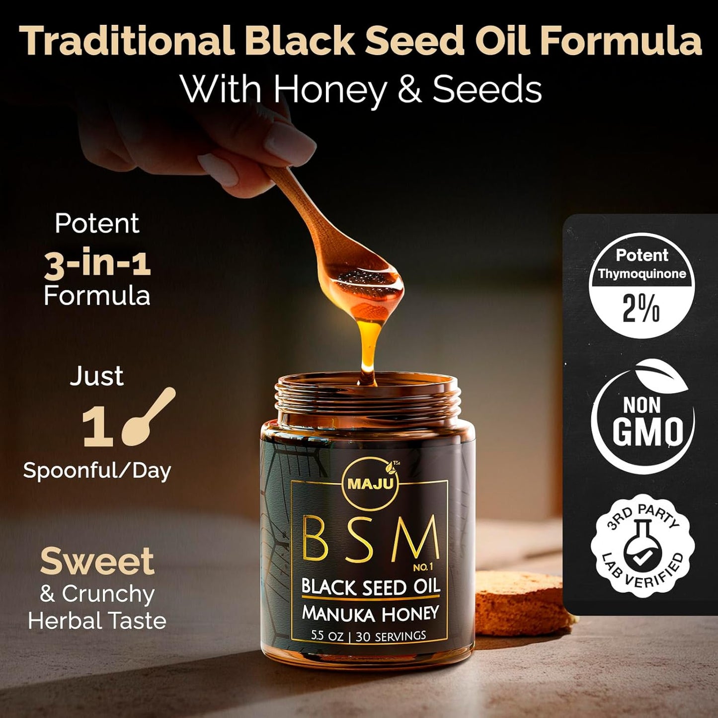 maju-superfoods-3-in-1-black-seed-oil-manuka-honey-and-seeds---sweet-crunchy-herbal-blend-with-nigella-sativa-oil---unpasteurized-raw-monofloral-manuka-honey-from-new-zealand-2