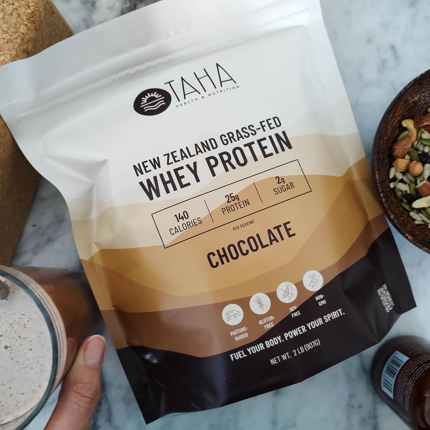 chocolate-flavored-whey-protein-powder-25g-protein-140-calories---grass-fed-free-range-dairy---gluten-soy-free---keto-kosher---2lb-5