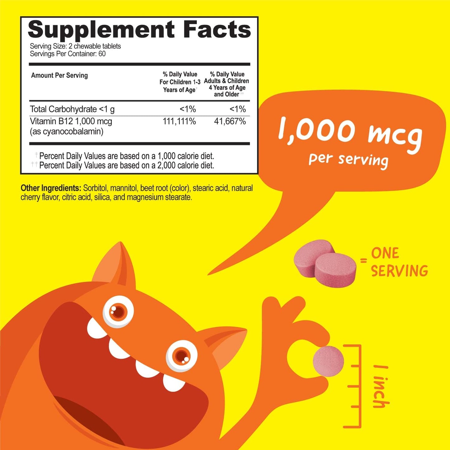 vitaworks-kids-vitamin-b12-chewable-tablets---natural-cherry-flavor---vegan-gmo-gluten-free---1000mcg---120ct---energy-cellular-support-for-children-2
