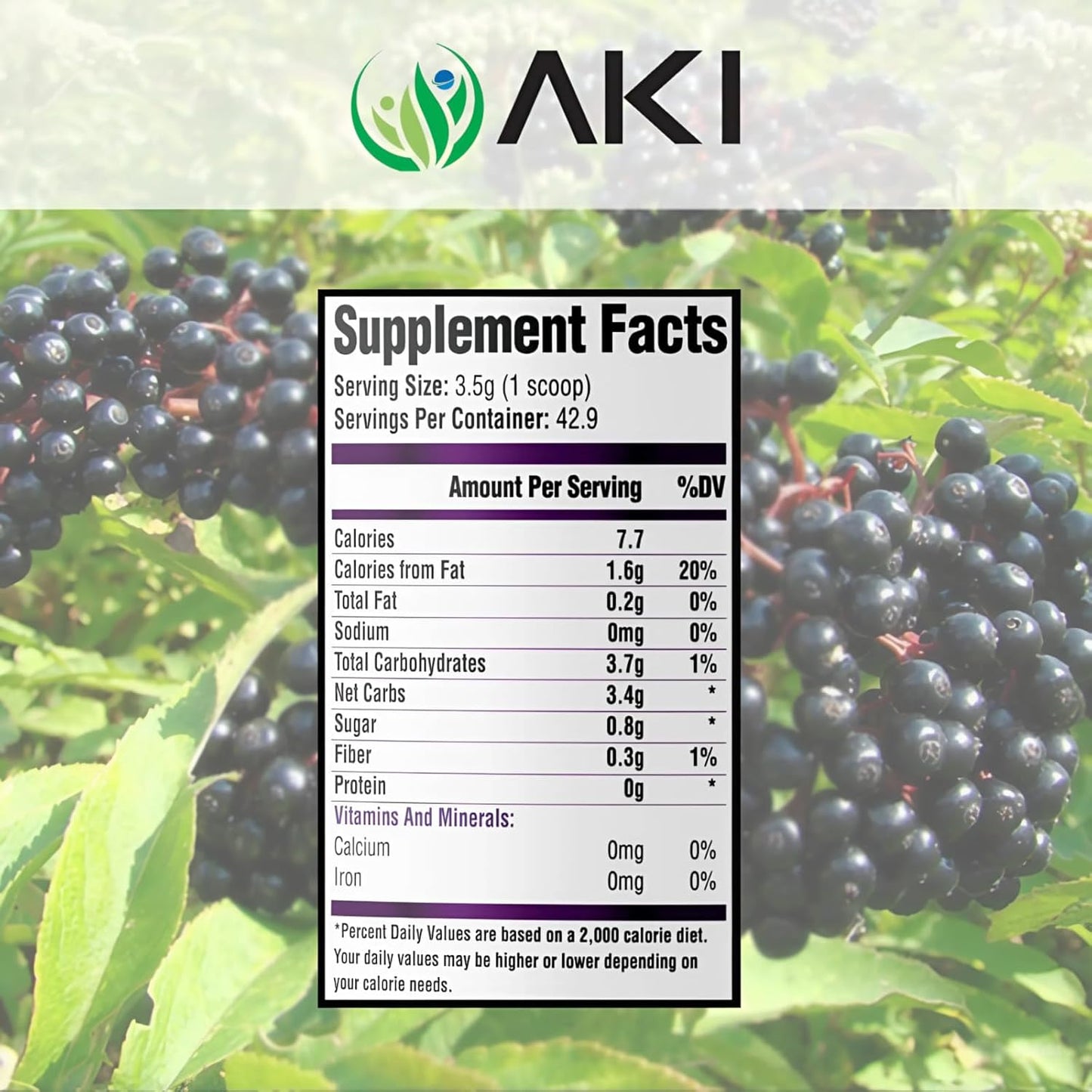 aki-organic-elderberry-powder---ideal-vitamins-nutrients-for-smoothies-oatmeal-and-yogurt---non-gmo-530-oz-150-g-3