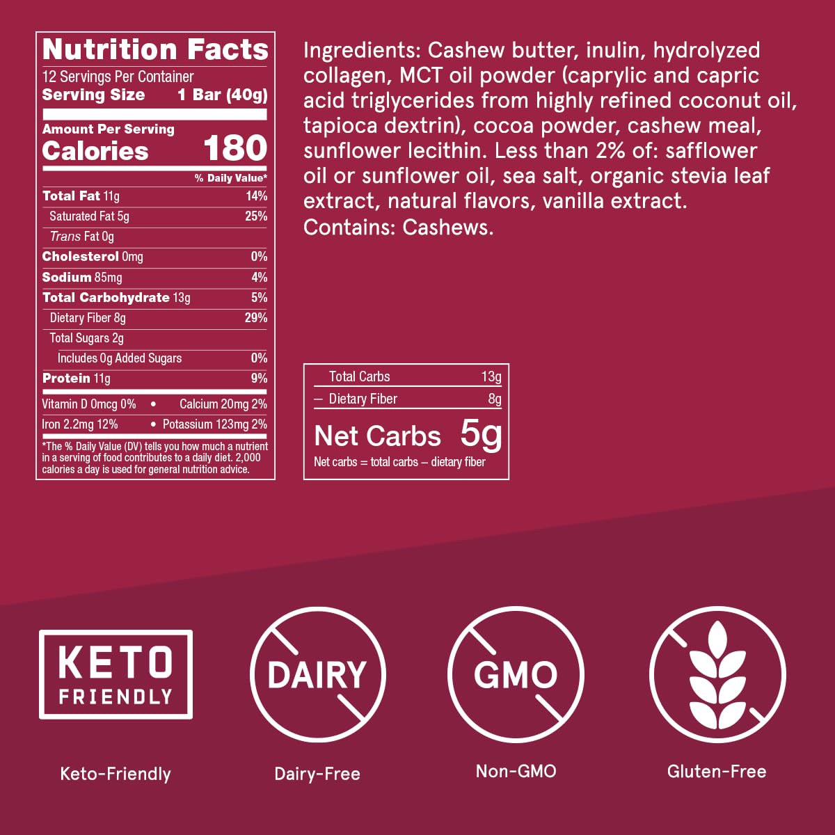 keto-friendly-bulletproof-fudge-brownie-collagen-protein-bars-pack-of-12---snack-with-mct-oil-grass-fed-collagen-no-sugar-added-2