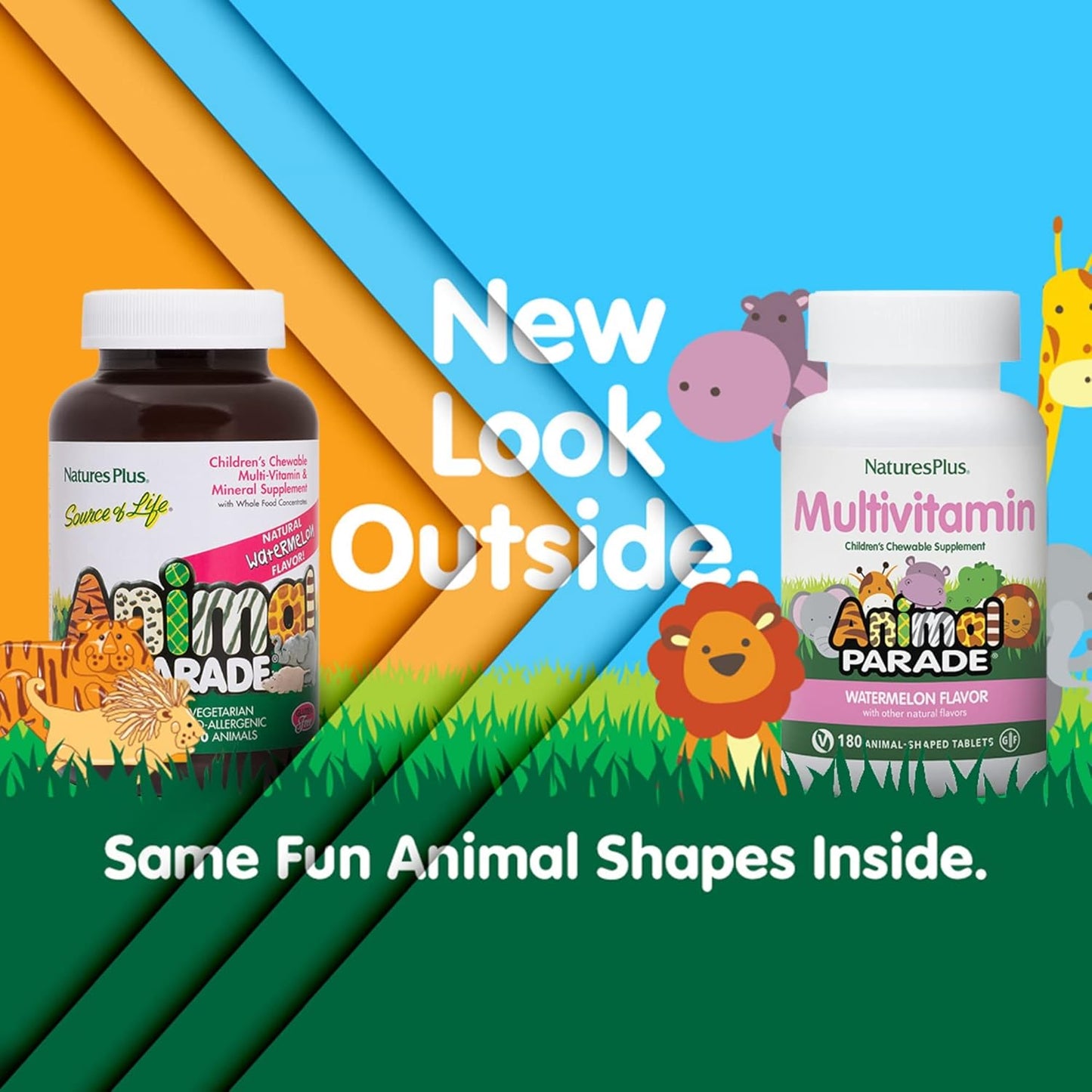 natures-plus-animal-parade-childrens-watermelon-chewable-multivitamin---180-animal-shaped-tablets---vegan-gluten-free---promotes-health-well-being-2