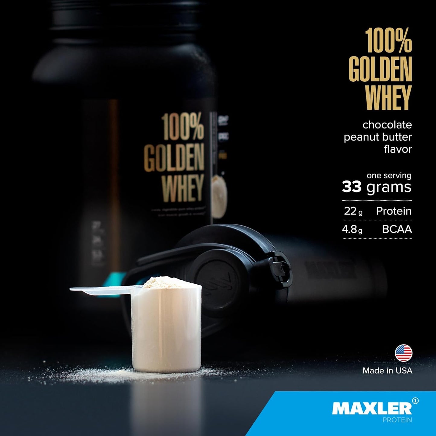 maxler-100-golden-whey-protein---chocolate-peanut-butter-flavor---2-lbs---22g-protein-per-serving---fast-absorbing-blend-for-pre-post-and-intra-workout-use-4