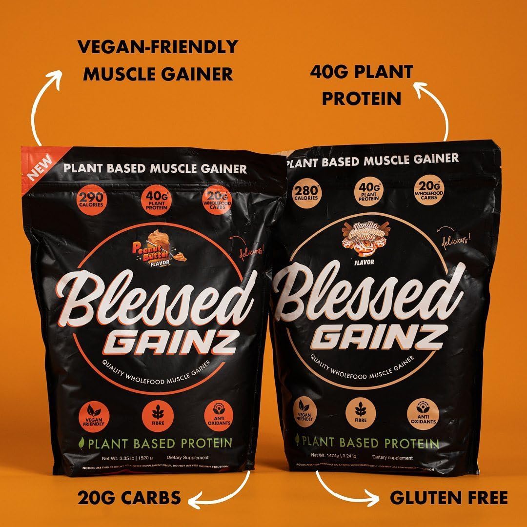 blessed-gainz-vegan-protein-powder-mass-gainer---40g-plant-based-protein-shake-with-pea-protein---meal-replacement-shake---40-servings-of-peanut-butter-flavor---vegan-protein-powder-5