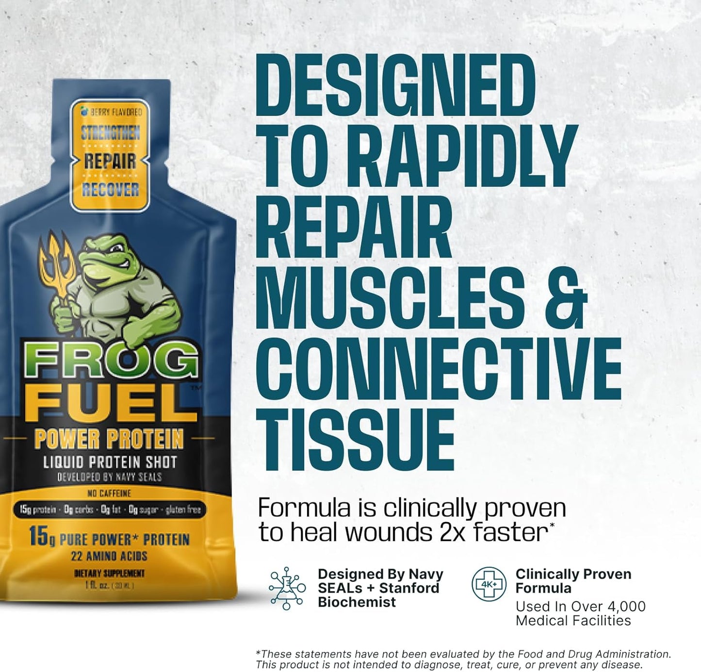 Berry Frog Fuel Power Regular Protein Shot - 15g Nano-Hydrolyzed Grass Fed Collagen, Post Workout, Gluten Free, Fat & Sugar Free, 22 Amino Acids, 0 Carbs - 24 Pack of 1 oz Packets - Espot.com.au