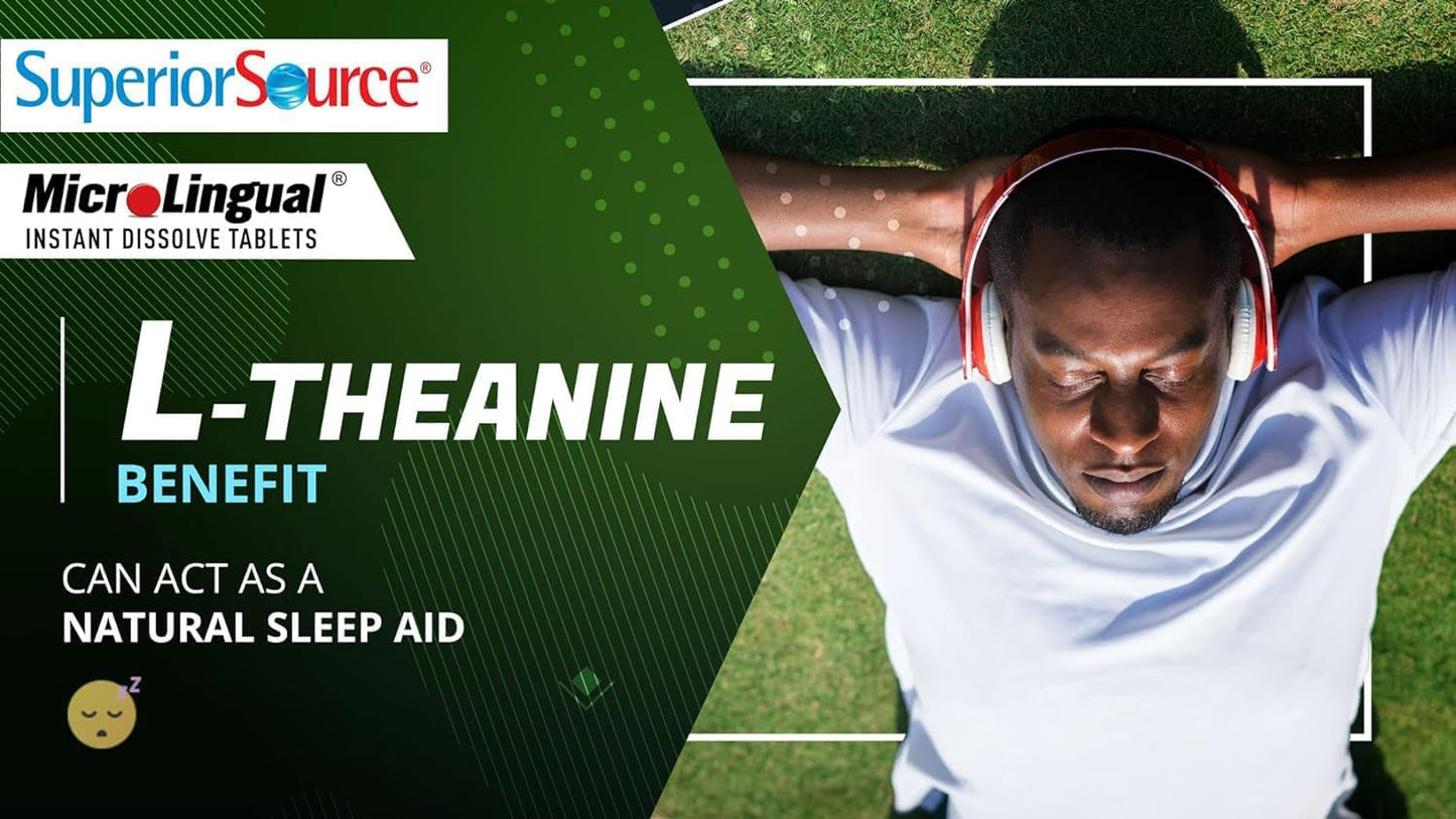 High-Quality L-Theanine 200 mg Tablets for Relaxation and Sleep Support - 100 Ct - Non-GMO - MicroLingual Instant Dissolve Technology - Espot.com.au