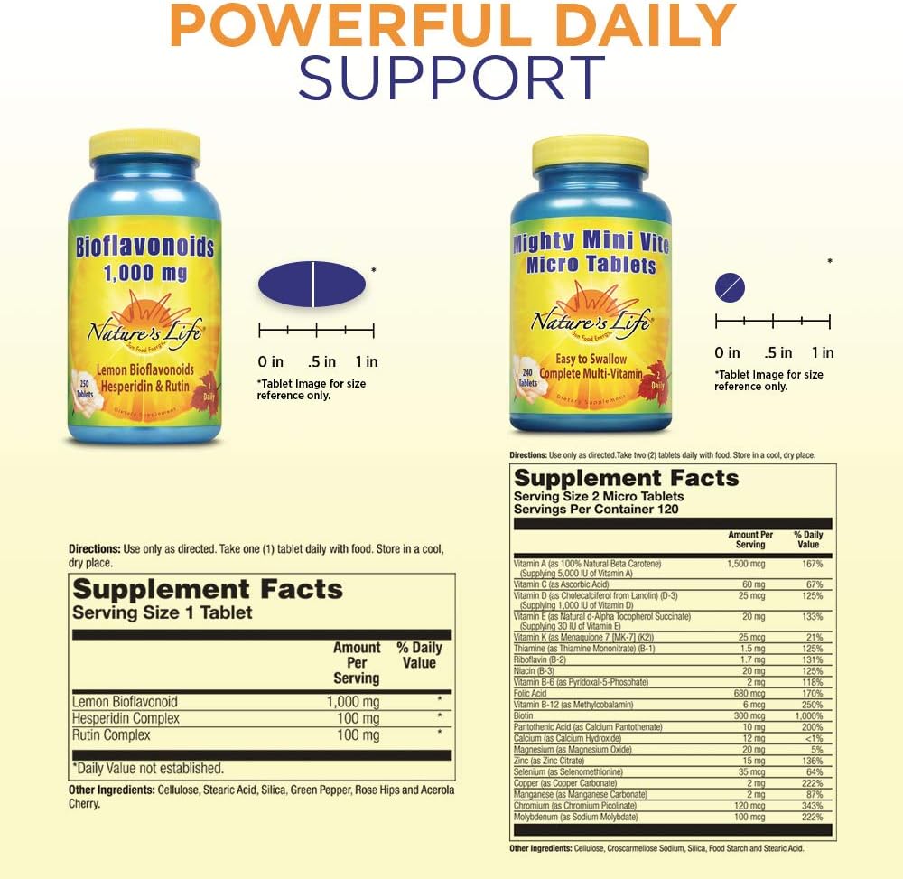 Lemon Bioflavonoids 1000mg & Mini Vite Bundle for Immune & Overall Health Support - 250ct & 240ct - Espot.com.au
