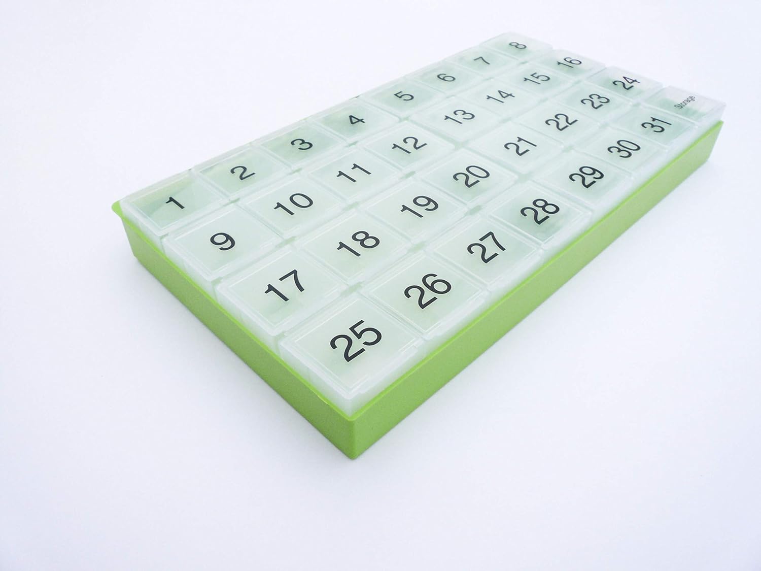 promed-31-day-monthly-pill-organizer-with-31-compartments-tray-and-8-removable-slots---green-color-3