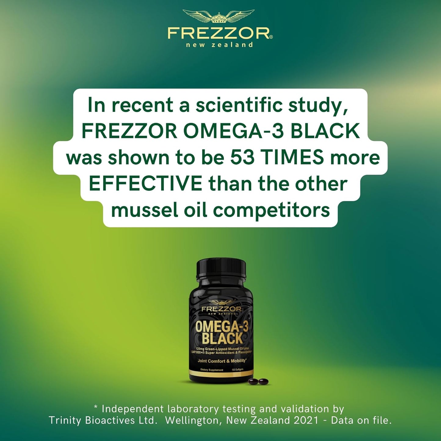 320 Count FREZZOR Omega 3 Black Capsules with Green Lipped Mussel Oil - Joint Care & Heart Support - Made in New Zealand - UAF1000+ - No Fishy Aftertaste - Immune Relief - 1 Pack - Espot.com.au