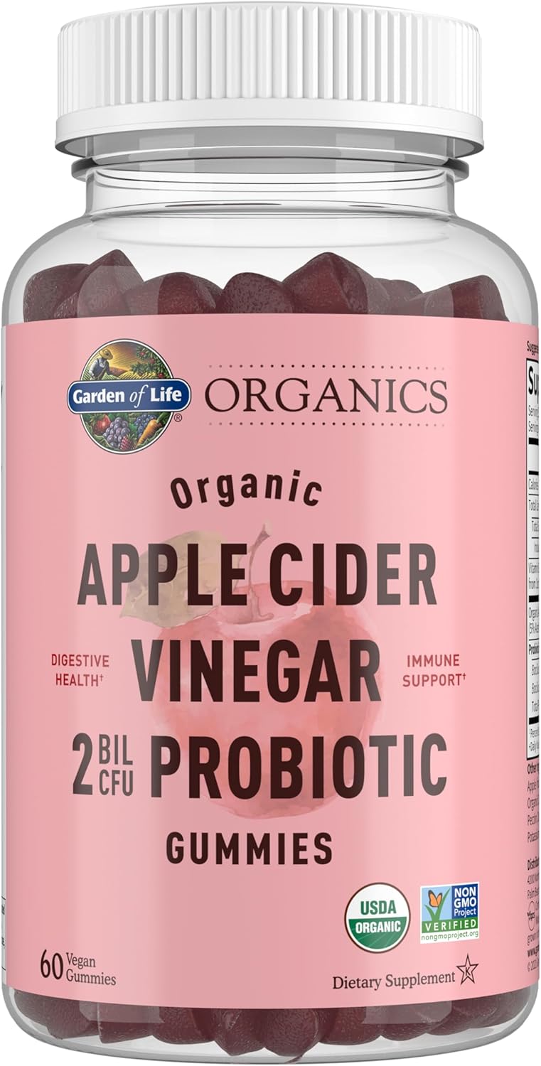 Organic Apple Cider Vinegar Probiotic Gummies with Vitamin B12 - Vegan & Non-GMO Digestion Support - 60 Gummies, 2 Billion CFUs - Espot.com.au