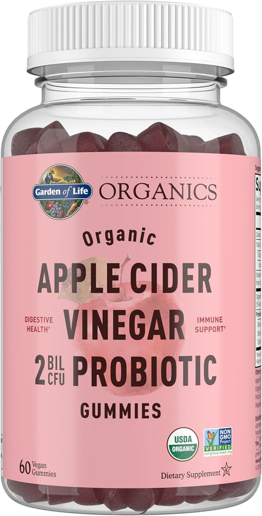Organic Apple Cider Vinegar Probiotic Gummies with Vitamin B12 - Vegan & Non-GMO Digestion Support - 60 Gummies, 2 Billion CFUs - Espot.com.au