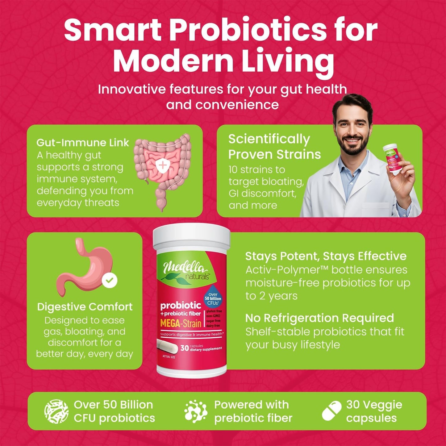 medella-naturals-mega-strain-50-billion-cfu-probiotics-prebiotics---30-caps-for-women-men---promote-digestive-health-and-good-flora---no-refrigeration-needed---lactobacillus-rhamnosus-2