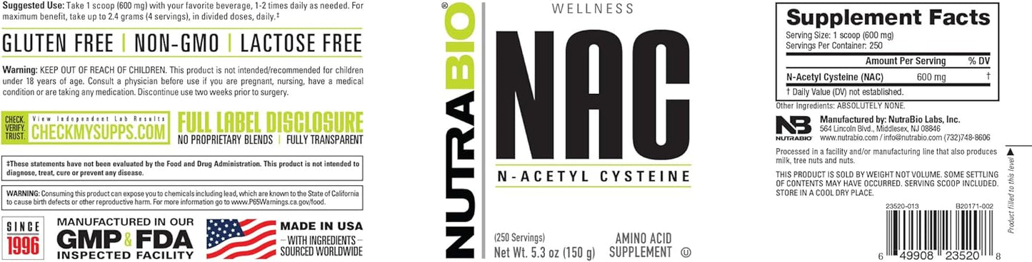 nutrabio-n-acetyl-cysteine-nac-powder---150g-600mg-serving---anti-oxidant-immune-support---non-gmo-gluten-free---no-fillers-7