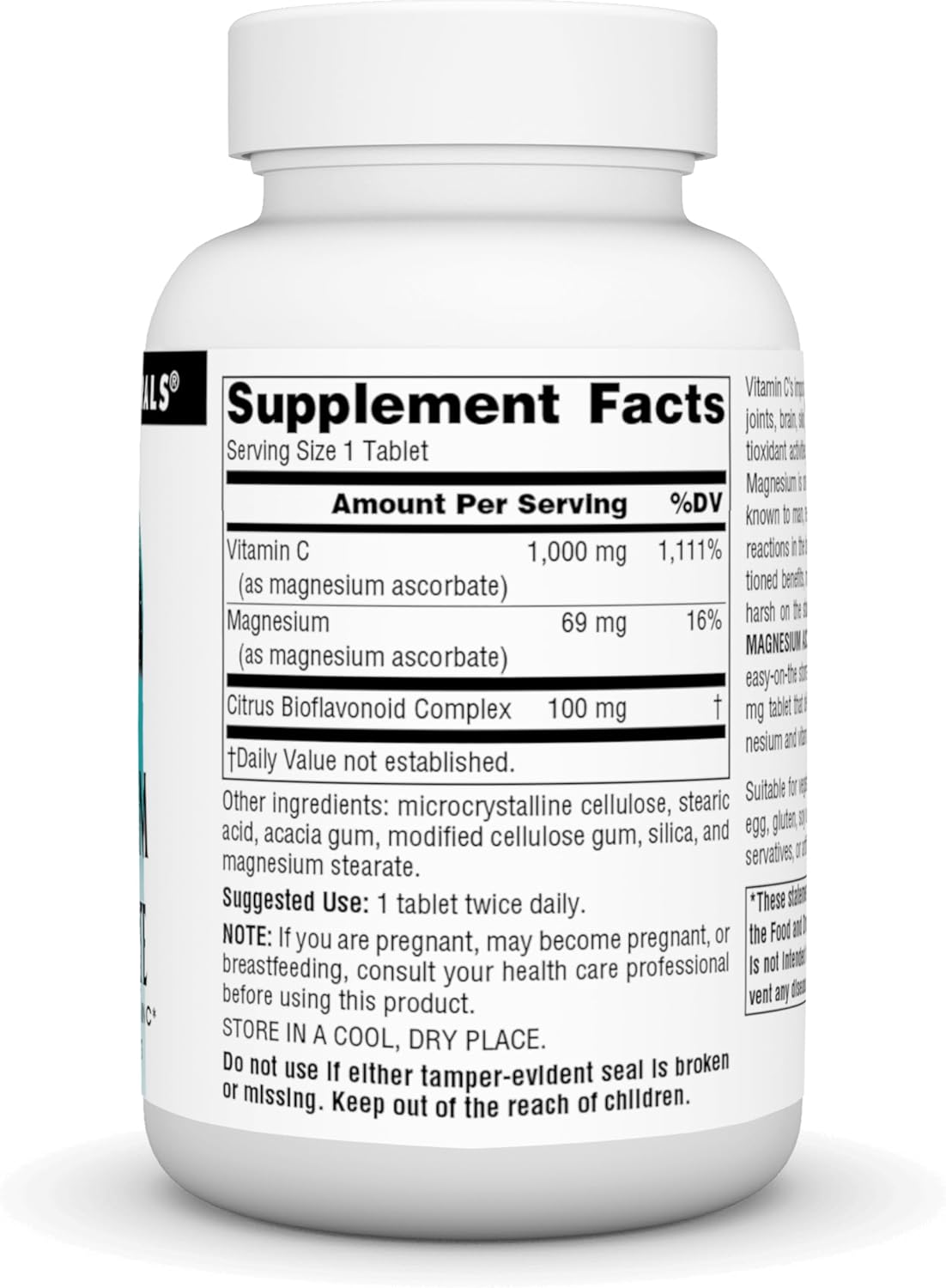 High Strength Non-Acidic Vitamin C Tablets with Magnesium Ascorbate, 1000mg - 60 Count - Espot.com.au