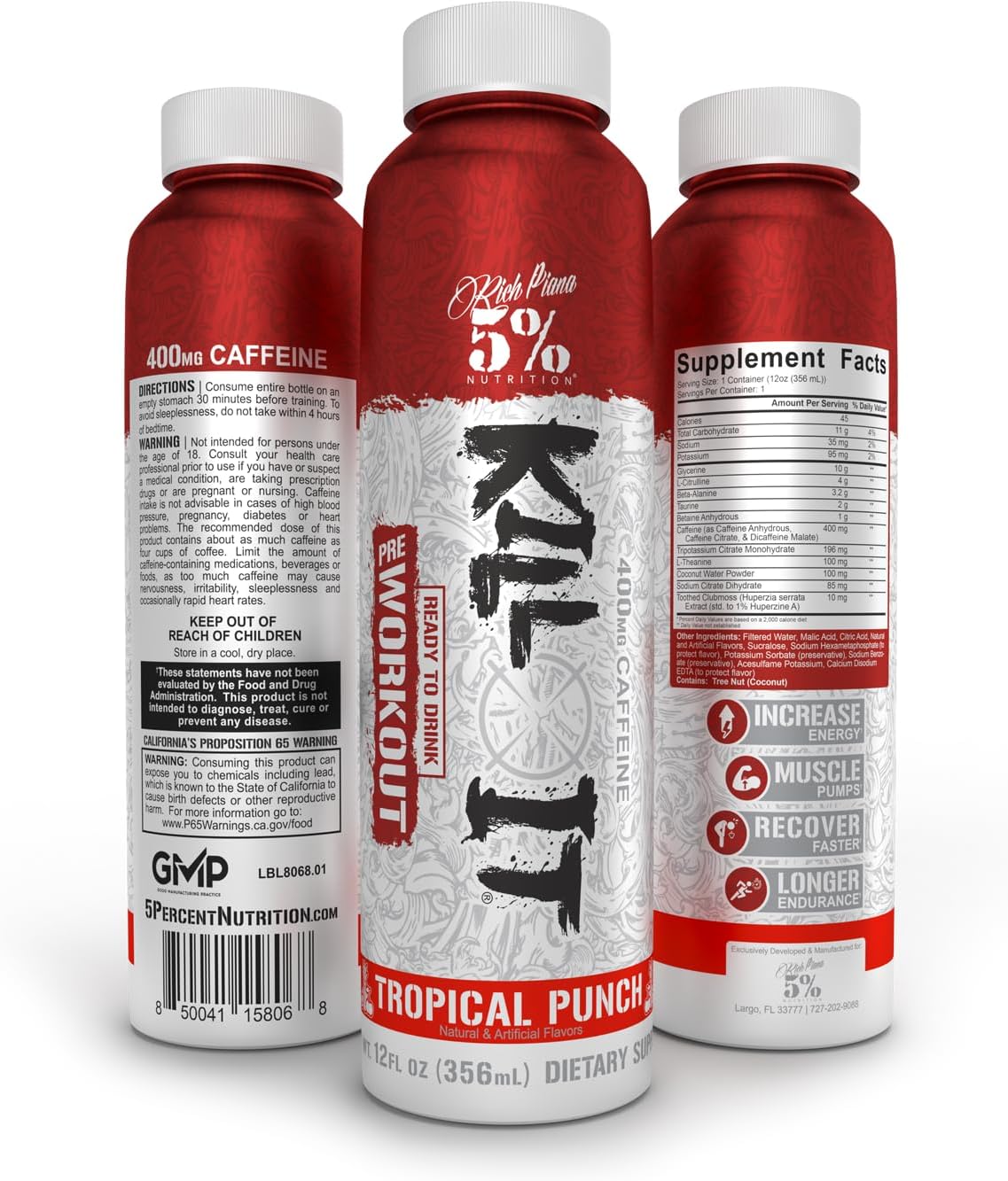 5-nutrition-kill-it-ready-to-drink-pre-workout---high-stim-with-400mg-caffeine---extreme-pump-endurance-focus-hydration---citrulline-beta-alanine-taurine---12-pack-tropical-punch-2