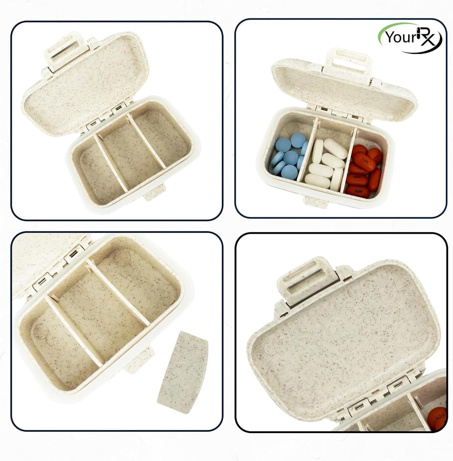 white-yourrx-travel-pill-organizer-with-3-compartments---durable-and-watertight-pill-case-for-vitamins-supplements-and-medicine---compact-travel-pill-container-for-purse-2