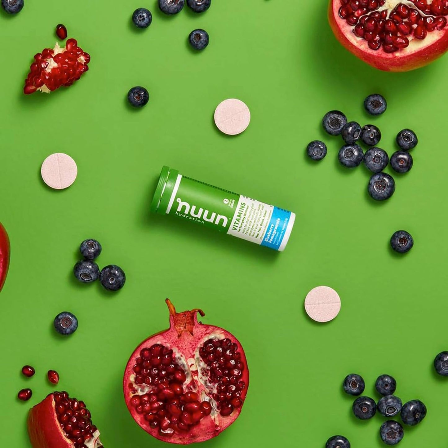 Nuun Hydration Vitamins Electrolyte Tablets, Blueberry Pomegranate Flavor - 5 Essential Electrolytes with Vitamins A, B6, C, D, E, Magnesium - Vegan & Non-GMO - 8 Pack (96 Servings) - Espot.com.au