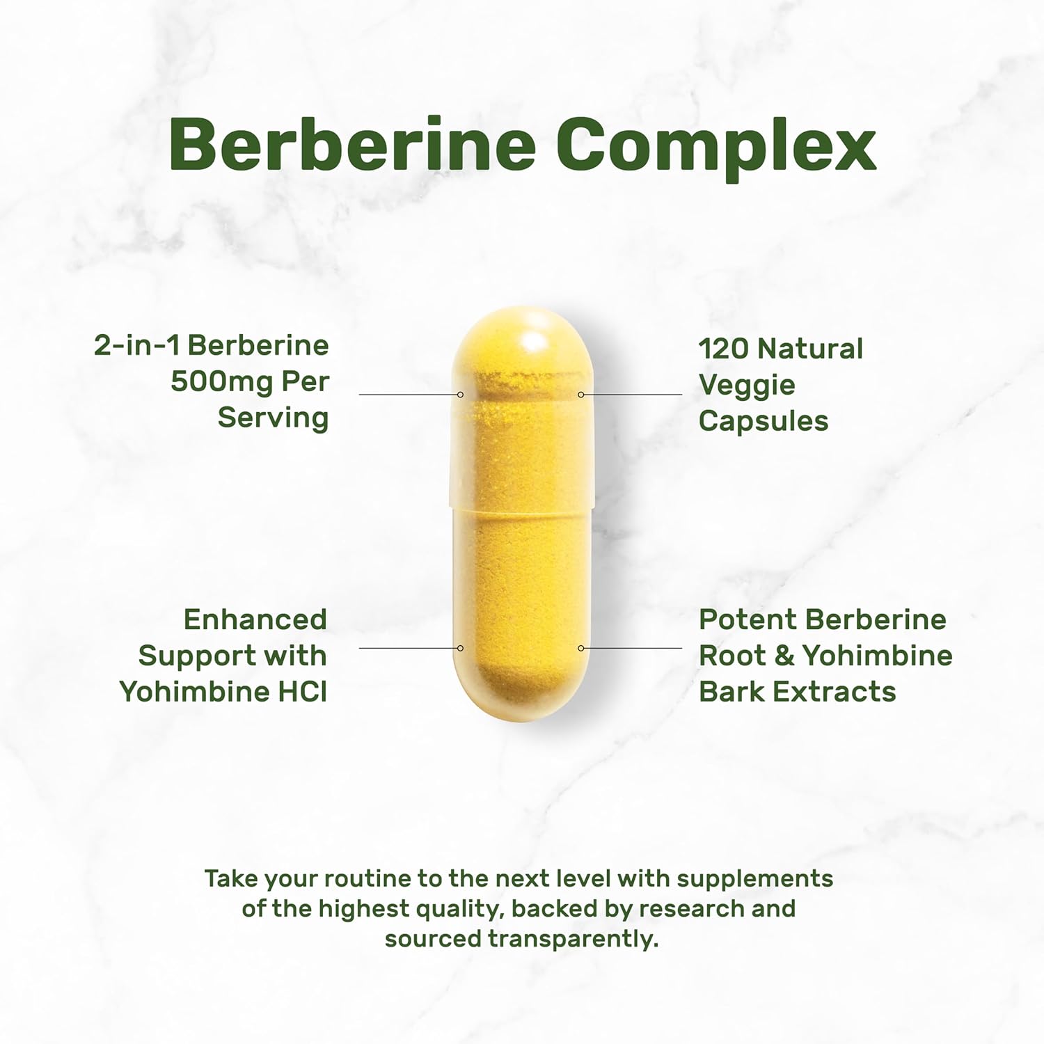 Berberine Yohimbine Supplement 500mg 120 Veggie Capsules - Root & Bark Extracts - High Absorption HCl Forms - Non-GMO, Vegan - Espot.com.au