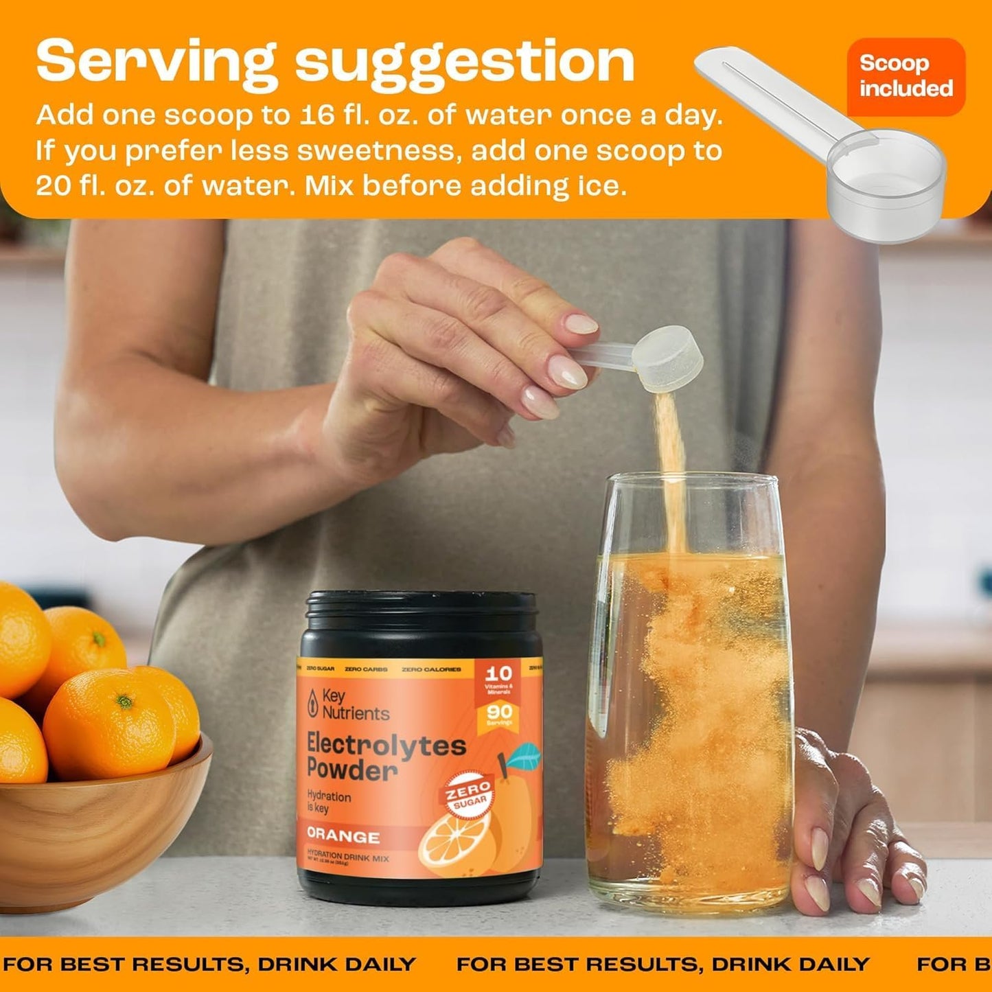 Tangy Orange Multivitamin Electrolyte Powder - Energy & Endurance Hydration Supplement - No Sugar, No Calories - 90 Servings - Made in USA - Espot.com.au