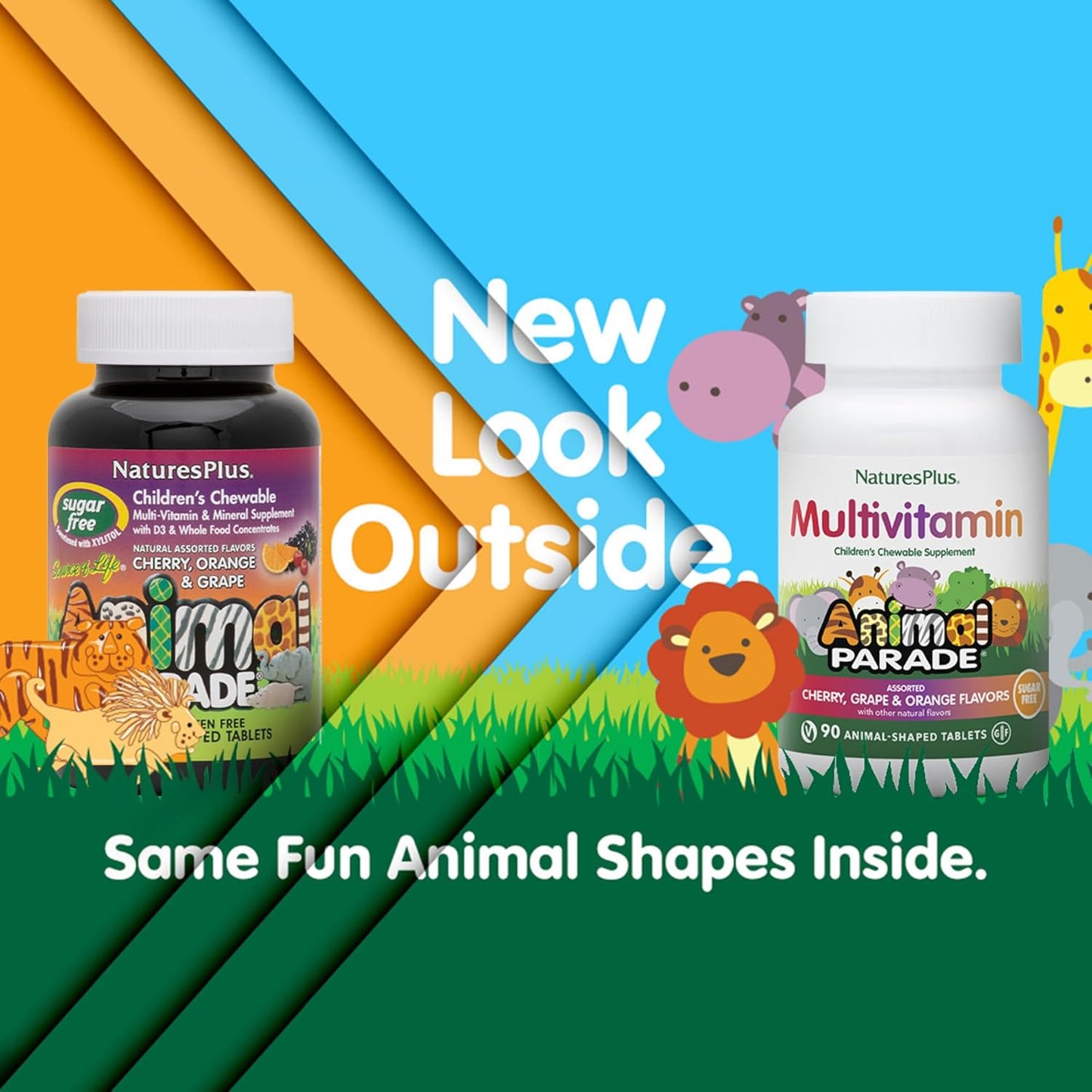 natures-plus-animal-parade-sugar-free-childrens-multivitamin-chewable-tablets---90-tablets-assorted-flavors---cherry-grape-orange---45-servings-2