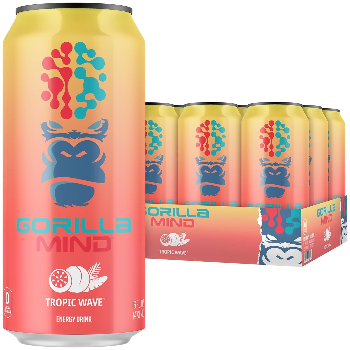 tropic-wave-gorilla-mind-energy-drink---boosted-energy-focus---nootropic-ingredients---0-sugar-16oz-12-pack-1