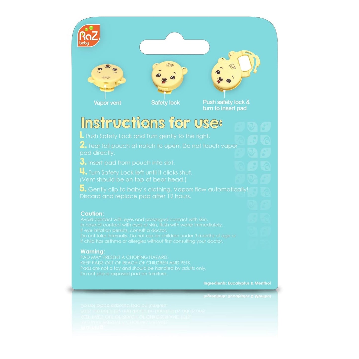 razbaby-vapor-raz-clip-on-vaporizer-with-natural-menthol-eucalyptus-baby-oil-aromatherapy---cough-cold-relief-for-home-travel---4-vapor-pad-refills-4