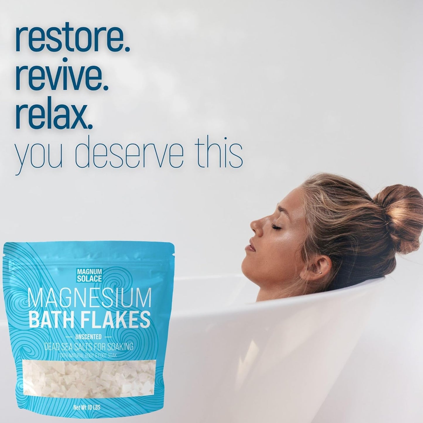 Pure Unscented Magnum Solace Magnesium Bath Flakes and Cream - Ultimate Relaxation and Recovery - Espot.com.au