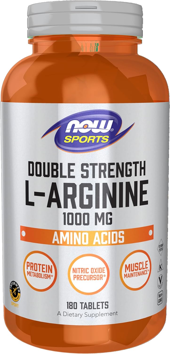 now-foods-sports-nutrition-l-arginine-double-strength-1000mg-tablets---nitric-oxide-precursor-for-amino-acids---180-count-pack-1