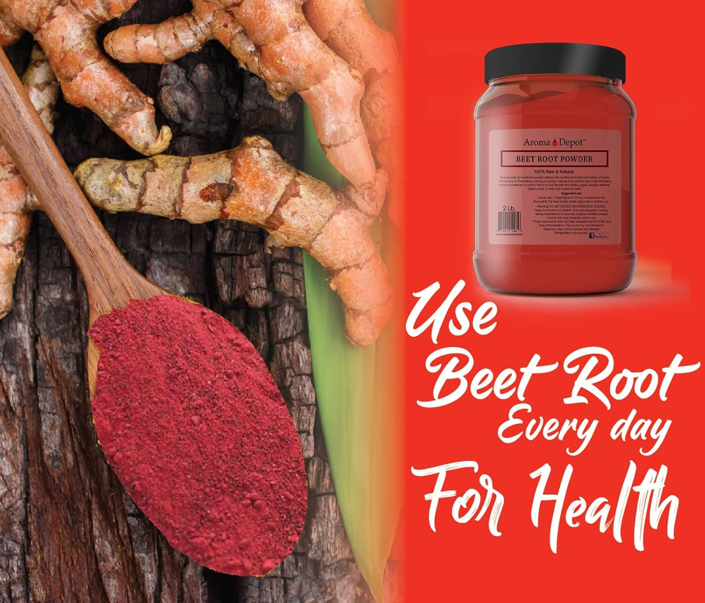 aroma-depot-beet-root-powder-2-lb---raw-non-gmo-vegan-gluten-free---nitric-oxide-stamina-booster---immune-system-support---natural-energy-boost-2
