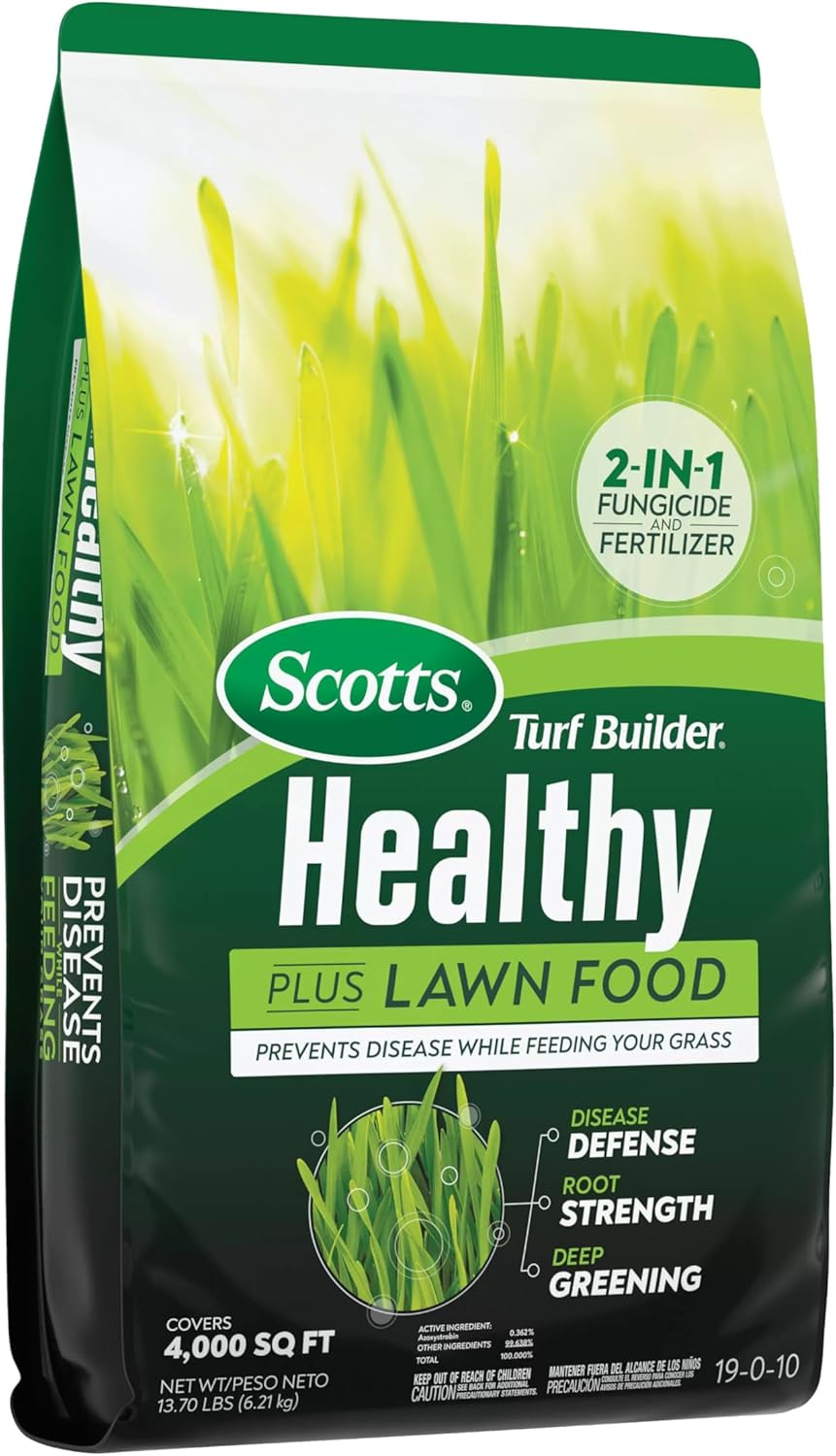 Scotts Turf Builder Healthy Plus Lawn Food - 2-in-1 Fungicide & Fertilizer - Supports Grass Health - 4,000 sq. ft. Coverage - 13.70 lbs. - Espot.com.au