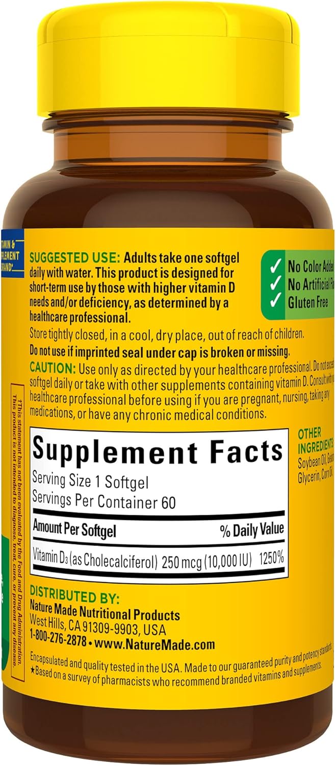 Maximum Strength Vitamin D3 10000 IU Softgels for Bone, Teeth, Muscle, and Immune Health - 60 Day Supply - Espot.com.au
