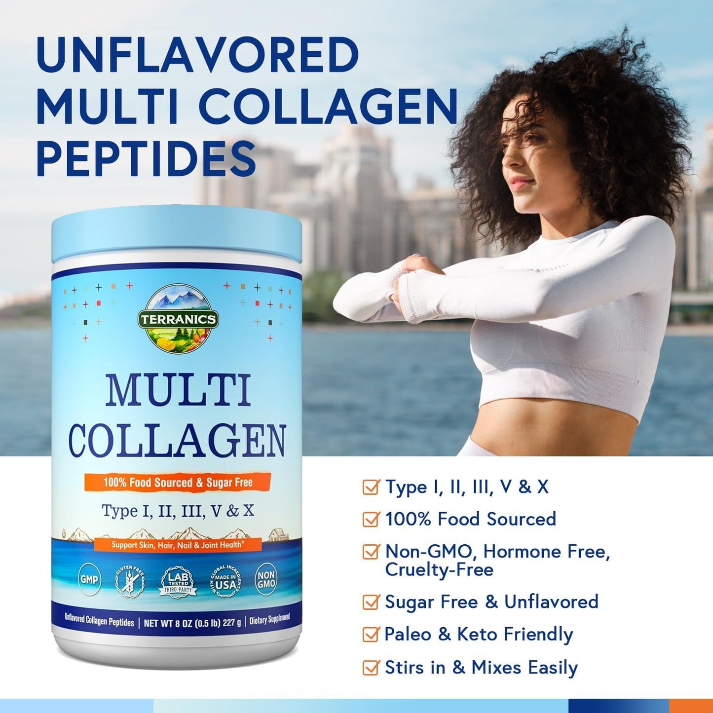 terranics-multi-collagen-peptides-powder---type-i-ii-iii-v-x-collagen-for-skin-nails-joints---unflavored-keto-supplement-8oz-3