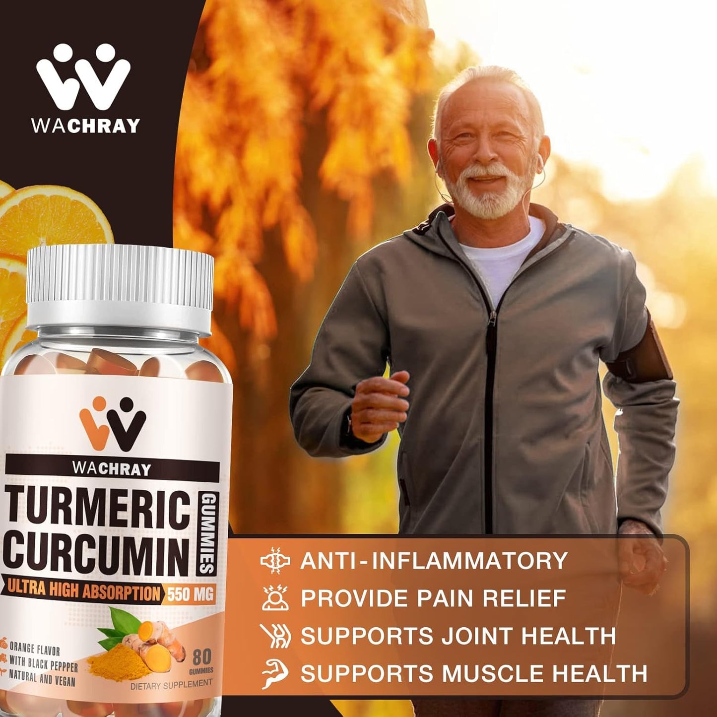 2-pack-turmeric-curcumin-gummies-with-ginger-black-pepper-extract---pain-inflammation-support-for-joints-weight---vegan-organic-tumeric-gummy-supplements-for-adults-kids-2