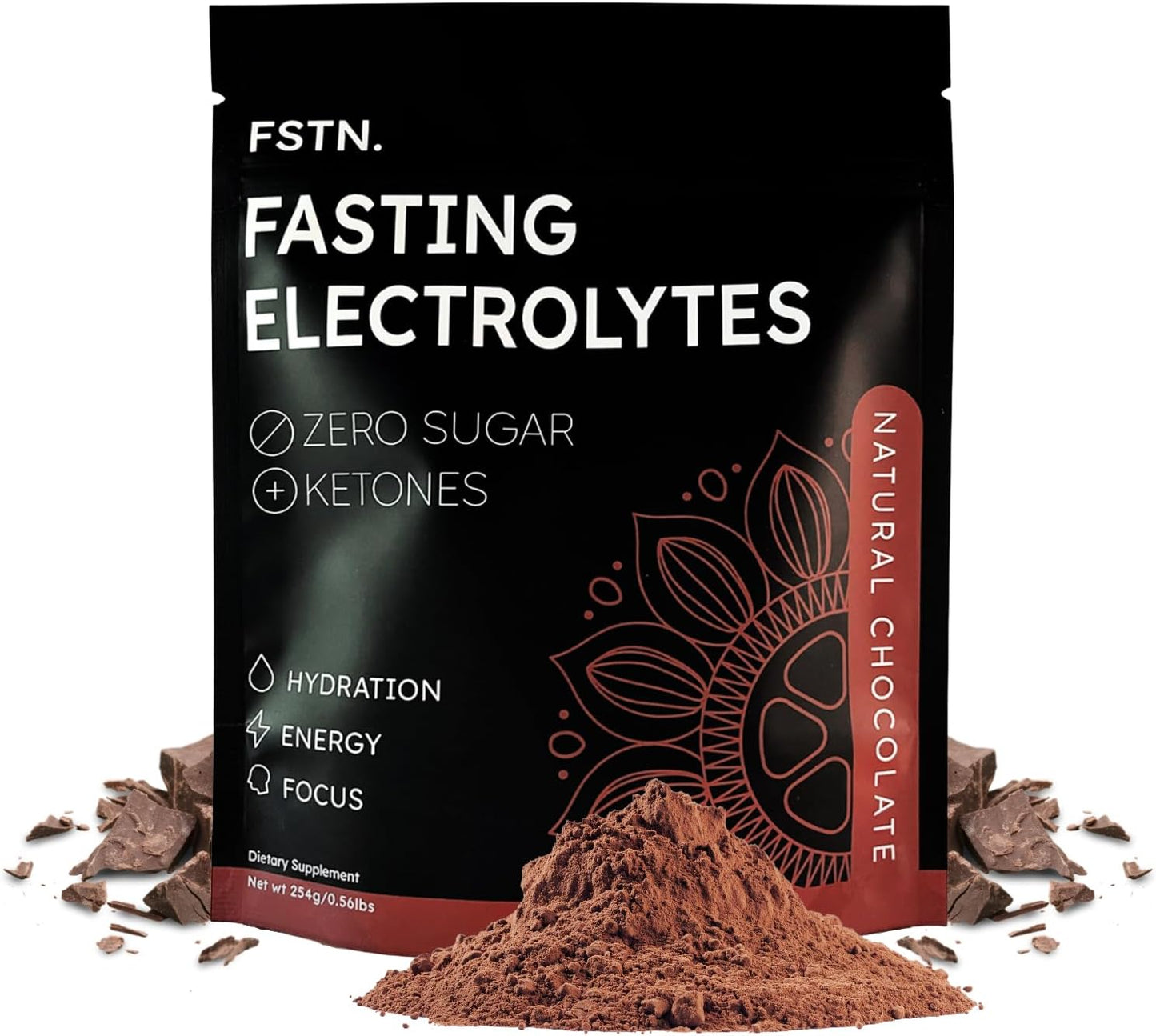 Ketone-Enhanced Fasting Chocolate Electrolyte Supplement with No Sugar Salt - Hydration Drink Mix for Fasting - FSTN Brand - Espot.com.au