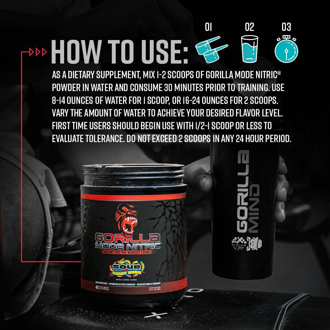 gorilla-mind-nitric-upgraded-stimulant-free-pre-workout---blackberry-lemonade-flavor---enhanced-vasodilation-and-power-for-massive-pumps---780g-5