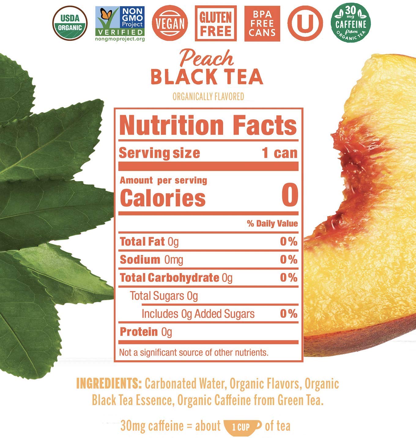 organic-peach-black-tea-nixie-sparkling-water---lightly-caffeinated-30mg-12-fl-oz-cans-24-pack---vegan-non-gmo-gluten-free---0-calorie-sugar-sodium-3