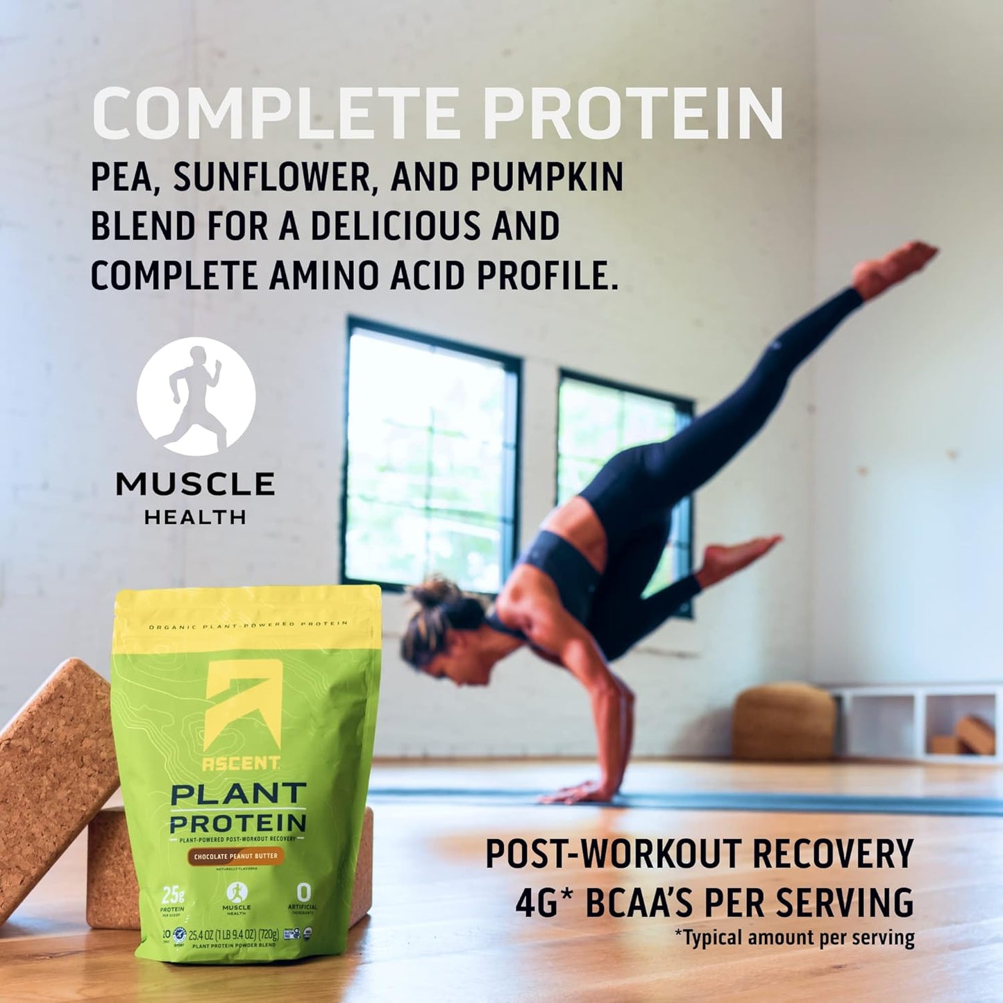 Chocolate Vegan Protein Powder - Plant-Based, No Dairy, Soy or Gluten, 4g BCAA, 2g Leucine, Zero Artificial Ingredients, Sugar-Free - 18 Servings - Espot.com.au