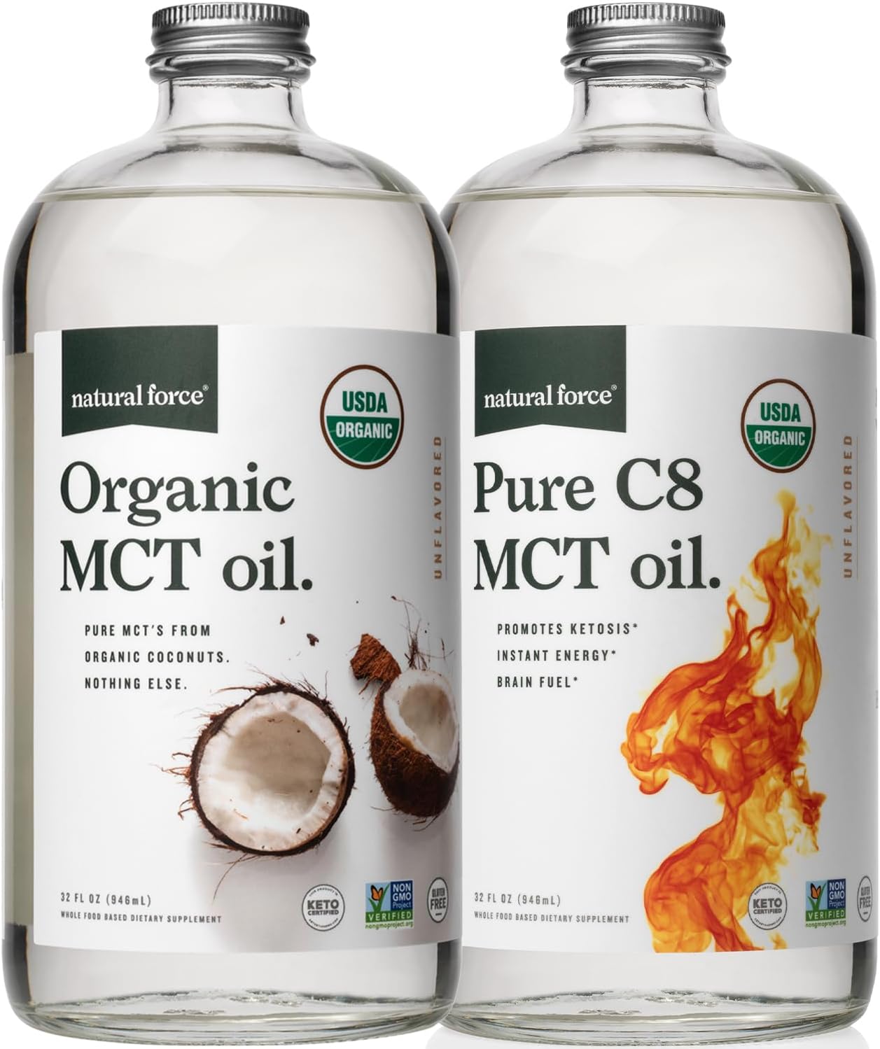 organic-c8-and-mct-oil-bundle---usda-certified-non-gmo-coconut-mcts---keto-paleo-vegan-kosher---2x-32oz-glass-bottles-1