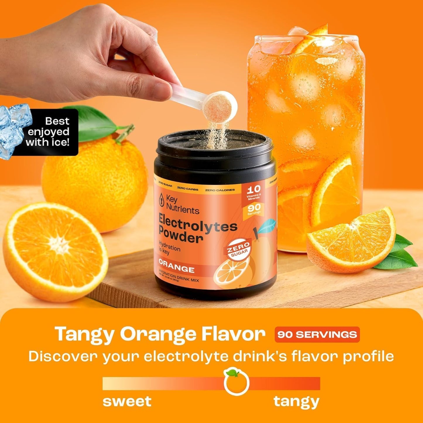 Tangy Orange Multivitamin Electrolyte Powder - Energy & Endurance Hydration Supplement - No Sugar, No Calories - 90 Servings - Made in USA - Espot.com.au