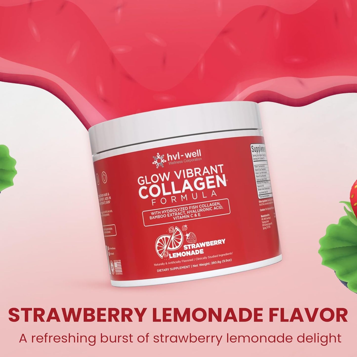 organic-collagen-peptide-powder-strawberry-lemonade-flavored---promotes-healthy-bones-skin-nails-hair---easy-to-digest-sugar-free---30-servings-for-women-men-7