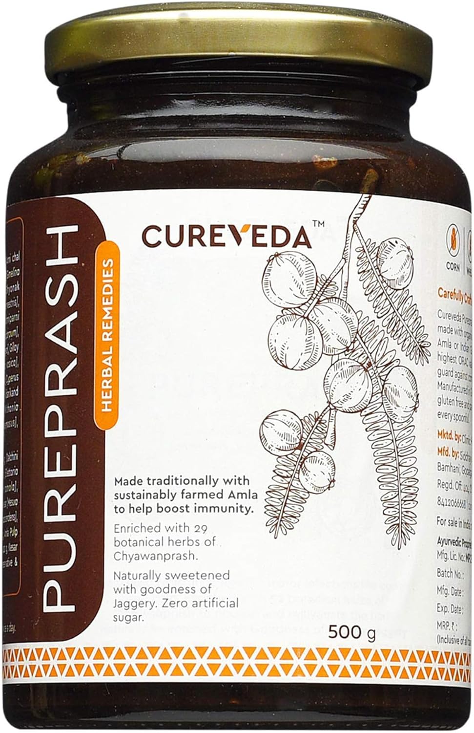 cureveda-pureprash-chyawanprash-1kg---herbal-immunity-booster-for-all-ages---jaggery-organic-saffron-kesar---no-added-sugar---500g-x-2-pack-2