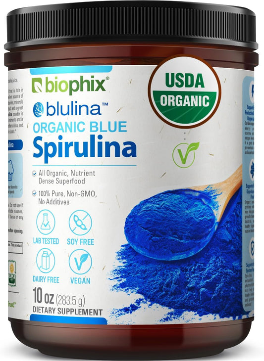 Organic Blue Spirulina Powder - 10 oz - 283 Servings of Superfood Supplement - Natural Blue Pigment - Pure Organic Blue Algae Powder - Espot.com.au