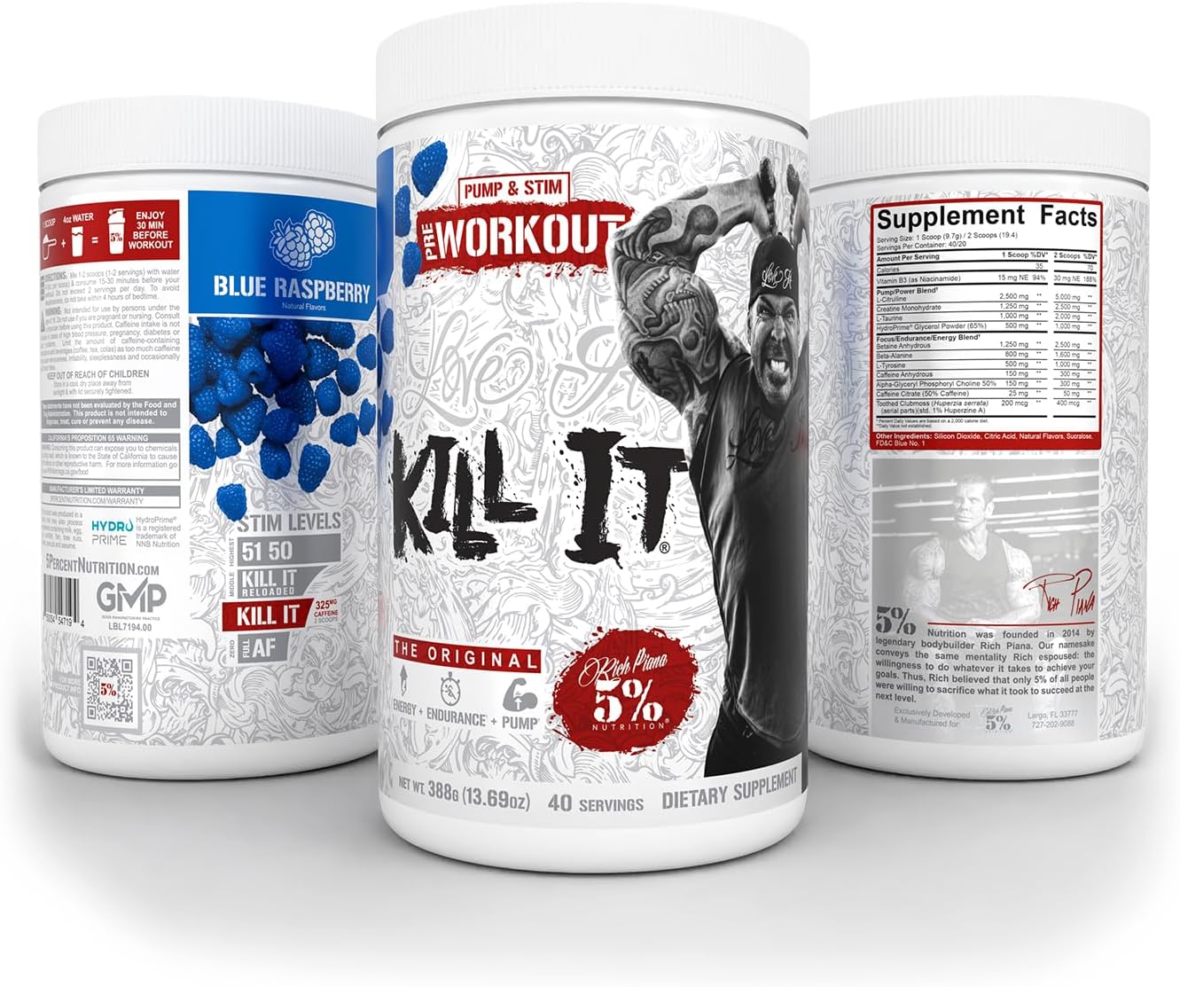 5-nutrition-rich-piana-kill-it-pre-workout-powder---blue-raspberry-flavor---1369-oz-40-servings---with-creatine-caffeine-beta-alanine-hydroprime-glycerol-for-pump-strength-endurance-2