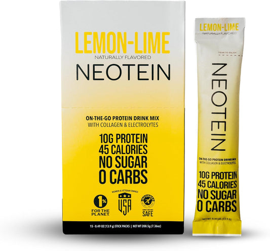 neotein-electrolyte-protein-powder-packets---hydration-with-collagen---lemon-lime-flavor-45-calories---keto-paleo-friendly---pack-of-15-1