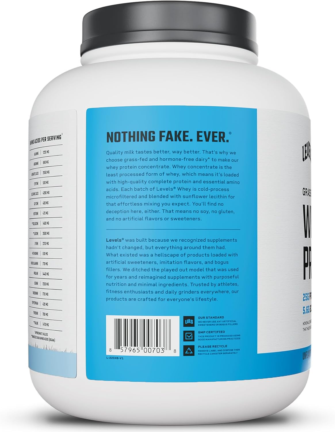 Levels Nutrition Grass Fed Whey Protein Powder - 5LB, 25G Protein, No Artificial Ingredients, Unflavored - Espot.com.au