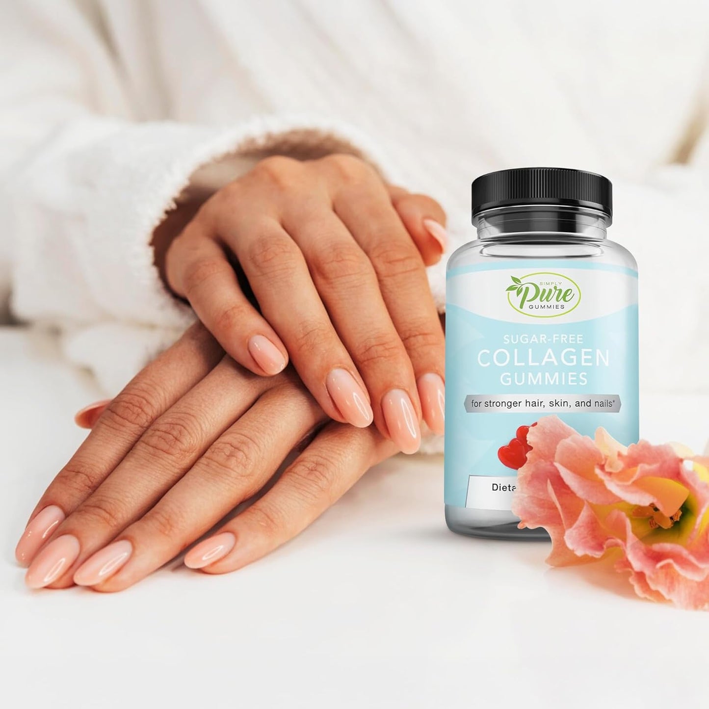 Sugar-Free Collagen Gummies for Hair, Skin & Nails Support - Pectin Supplements Chews for Men & Women - 60 Count - Espot.com.au