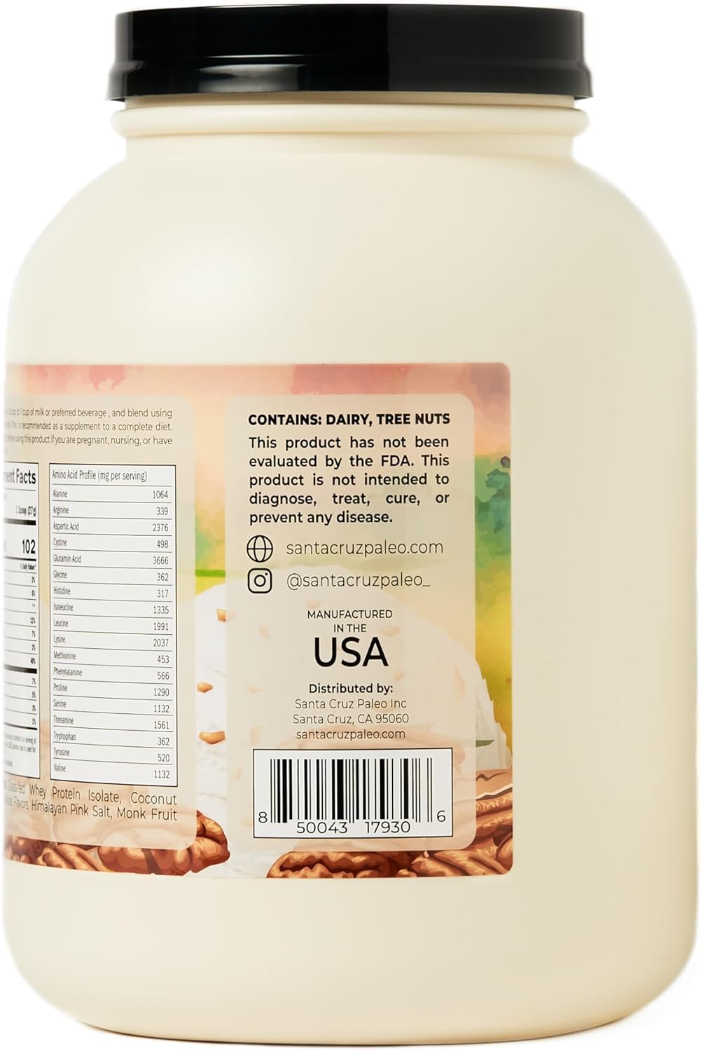 santa-cruz-butter-pecan-paleo-whey-protein-powder---20g-grass-fed-isolate---gluten-free-keto-sugar-free---natural-post-workout-support---50-servings-32-lb-tub-5