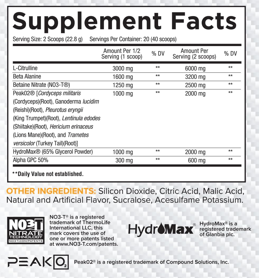core-nutritionals-pump-full-spectrum-pre-workout-supplement---non-stimulant-n03t-nitrate-peak02-alpha-gpc---boost-pump-strength-performance---20-servings-tropic-thunder-2