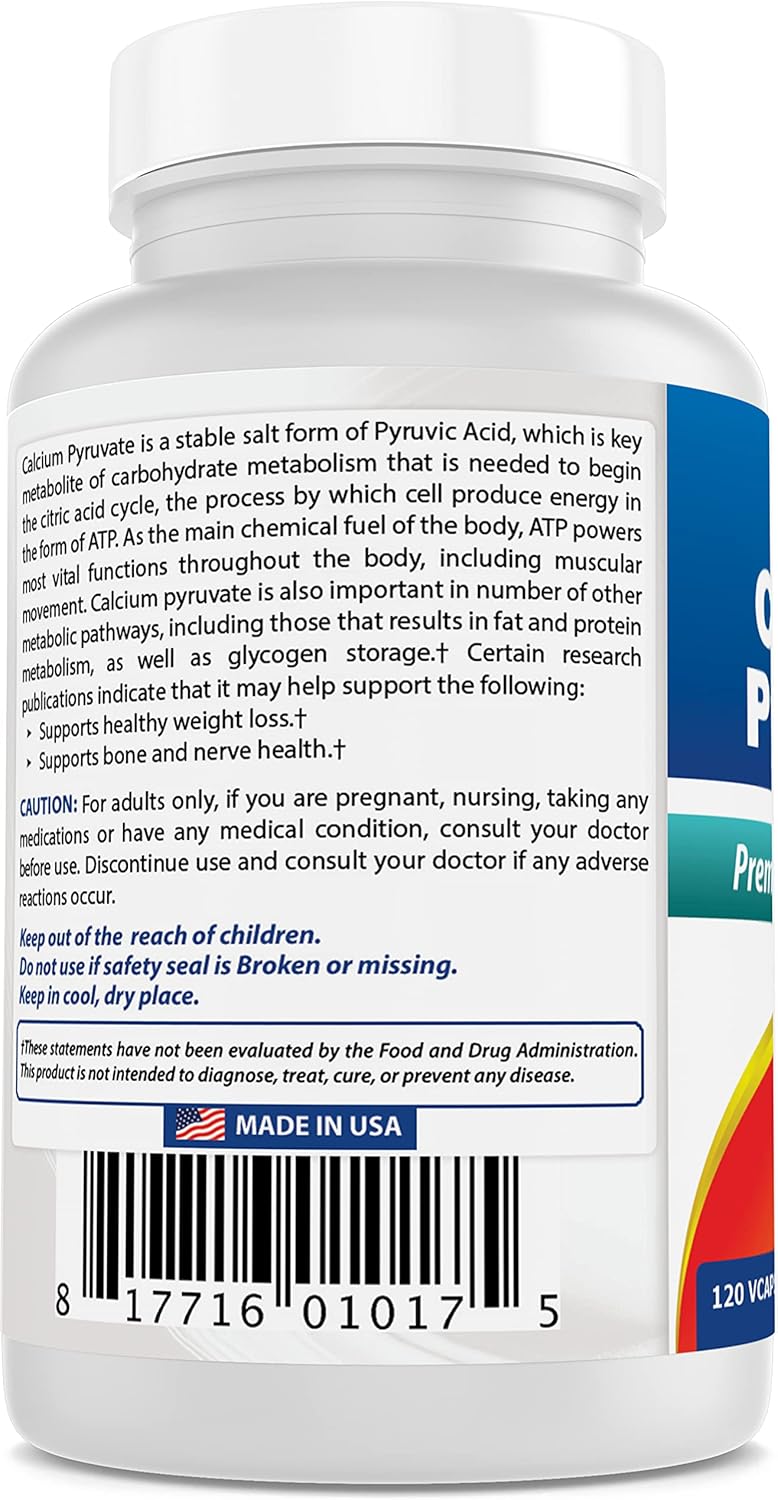2 Pack Calcium Pyruvate 750mg 120 Capsules - Best Naturals Formula for Weight Management and Energy Support - Espot.com.au