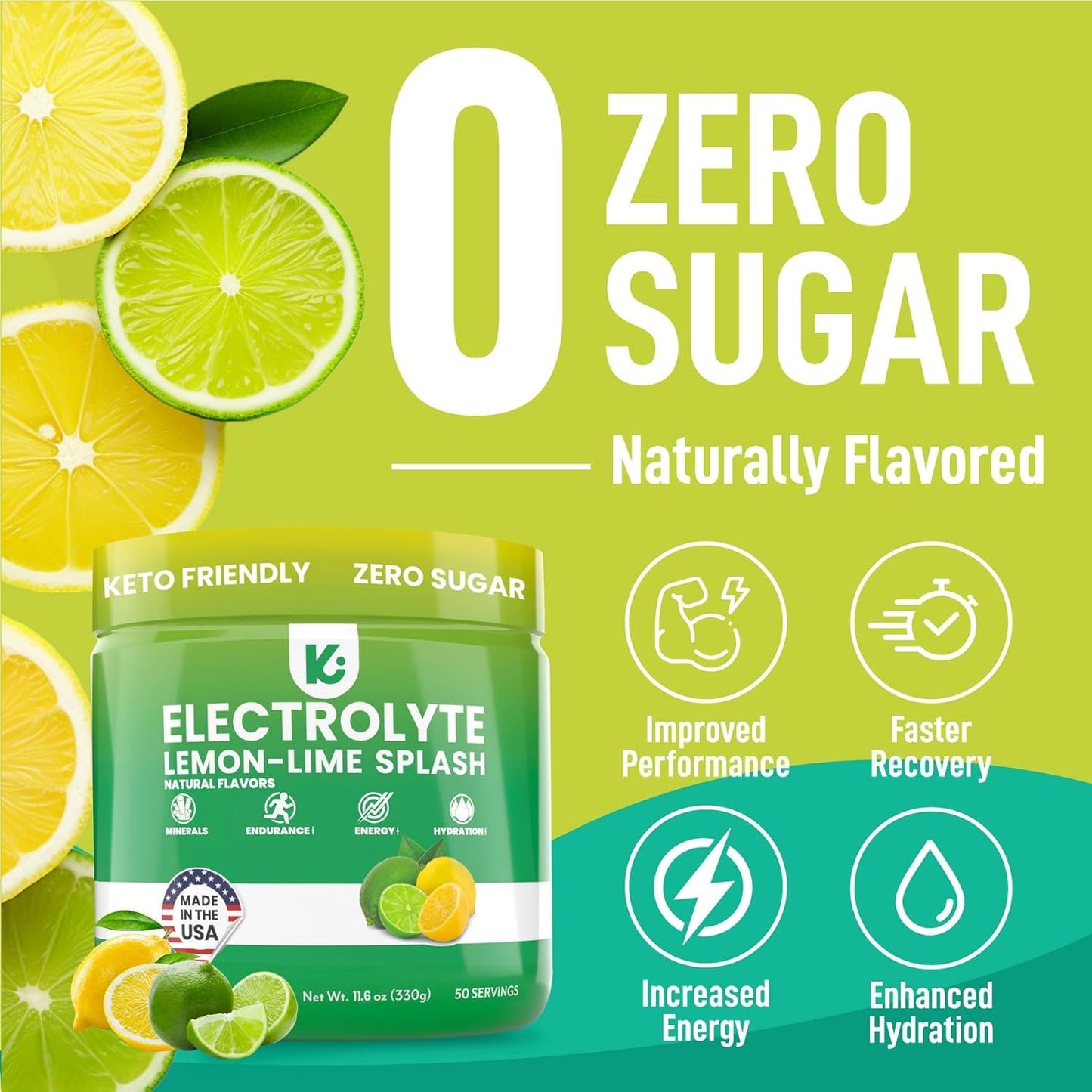 Keppi Keto Electrolyte Powder: Sugar-Free, Carb-Free, USA-Made for Hydration & Recovery - Lemon Lime Flavor, Easy Mix - Espot.com.au